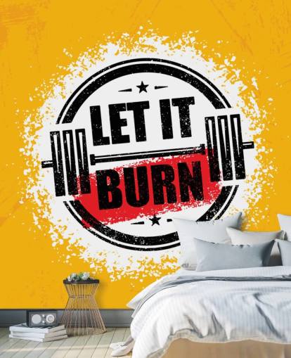 yellow, black and red gym quote wallpaper