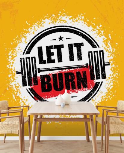 yellow, black and red gym quote wallpaper