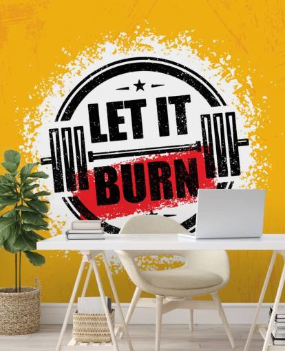 yellow, black and red gym quote wallpaper