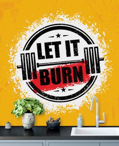 yellow, black and red gym quote wallpaper