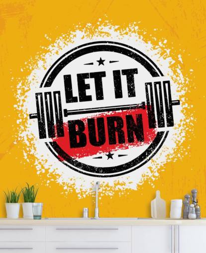 yellow, black and red gym quote wallpaper