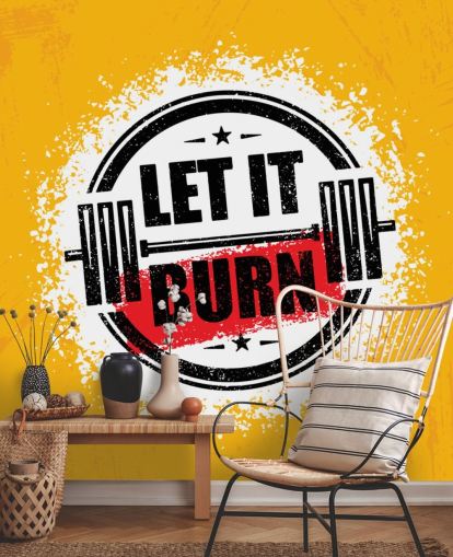 yellow, black and red gym quote wallpaper