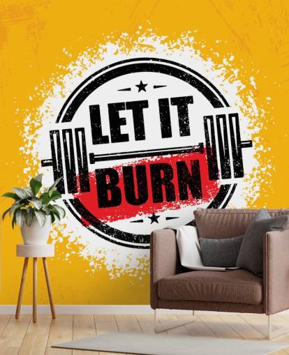 yellow, black and red gym quote wallpaper