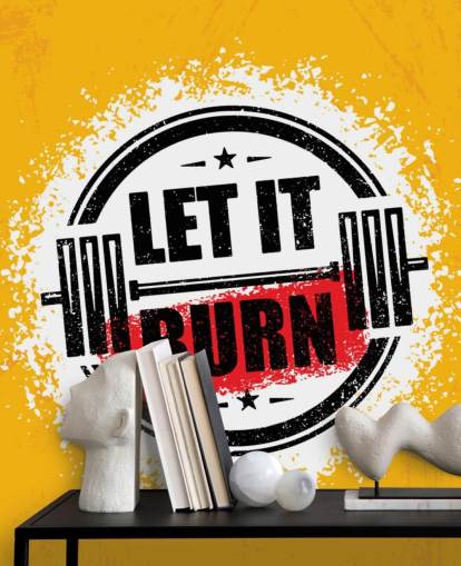 carta da parati con citazione palestra gialla, nera e rossa carta da parati con citazione palestra gialla, nera e rossa