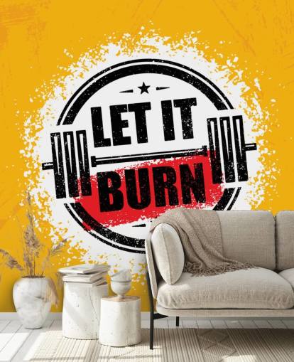 yellow, black and red gym quote wallpaper