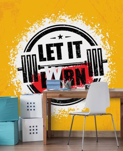 gul, svart og rød gym sitat tapet