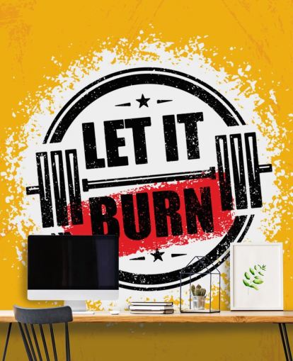 yellow, black and red gym quote wallpaper