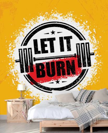 papel de parede de citação de ginásio amarelo, preto e vermelho