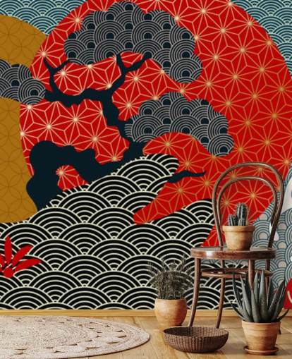 papier peint koï coloré et oriental