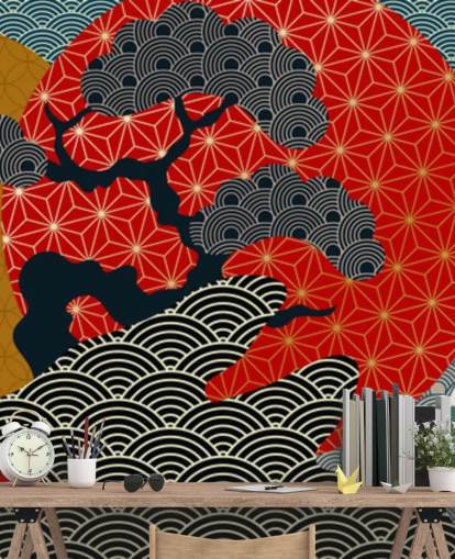 carta da parati con pesci koi colorati e orientali