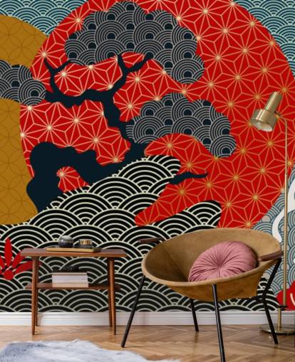 papier peint koï coloré et oriental