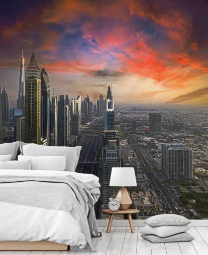 pink skies over dubai wallpaper