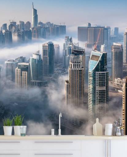 tågede bygninger i dubai tapet