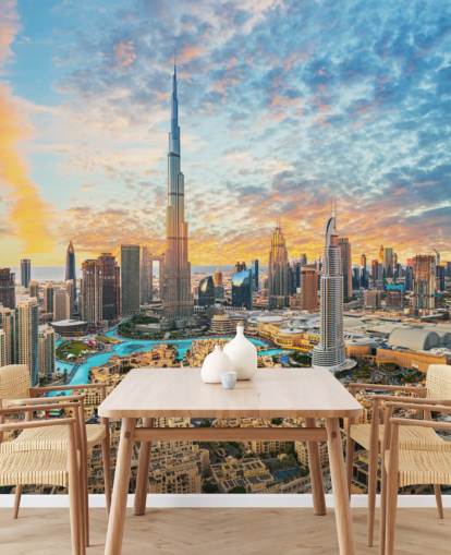ville de dubaï et beau fond d'écran ciel nuageux