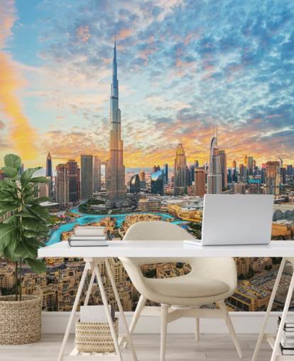 ciudad de dubai y hermoso fondo de pantalla de cielo nublado y esponjoso ciudad de dubai y hermoso fondo de pantalla de cielo nublado y esponjoso