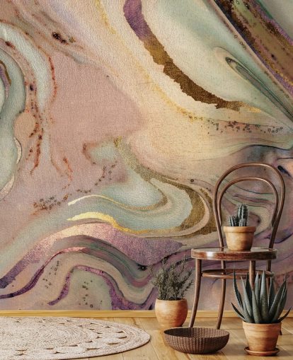 pastelkleurig geode behang