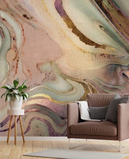 papel de parede geode em tons pastel