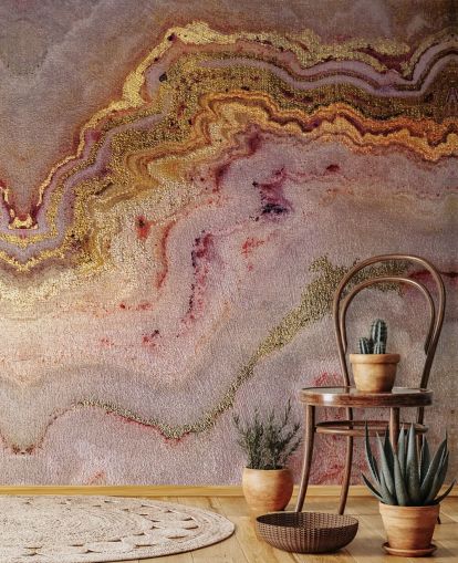 pink og guld tonet geode effekt tapet