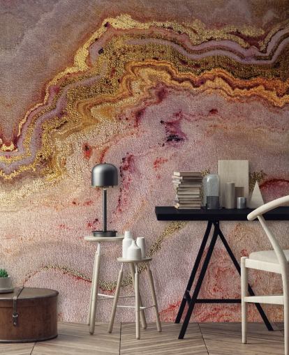 papel pintado efecto geoda rosa y dorado papel pintado efecto geoda rosa y dorado