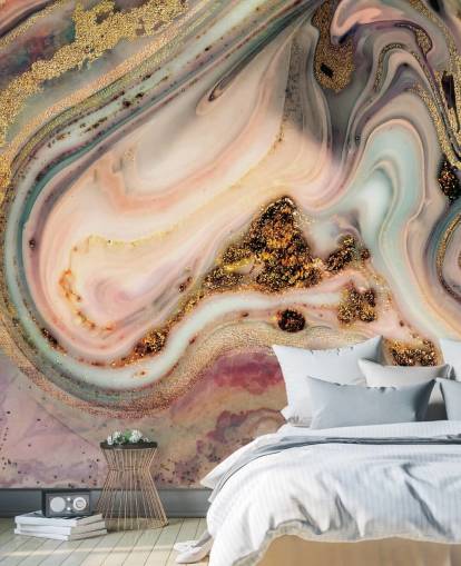 dreamy pastel toned marble effect wallpaper