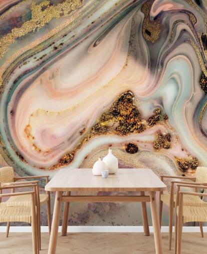 dreamy pastel toned marble effect wallpaper