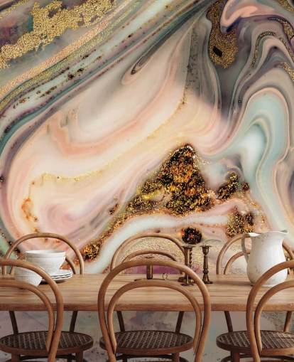 papel pintado de ensueño efecto mármol en tonos pastel