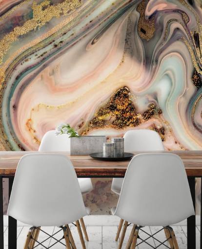 papel pintado de ensueño efecto mármol en tonos pastel