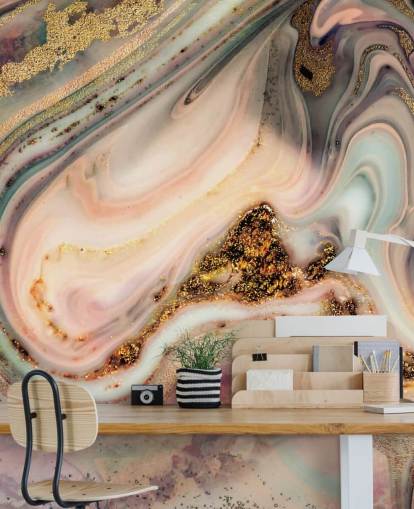 papel pintado de ensueño efecto mármol en tonos pastel