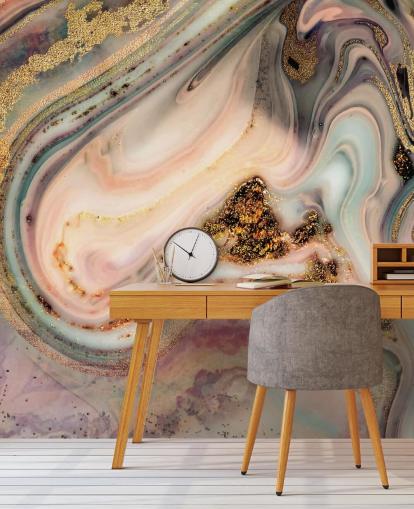 papel pintado de ensueño efecto mármol en tonos pastel