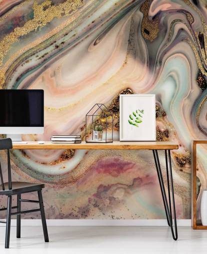 papel pintado de ensueño efecto mármol en tonos pastel