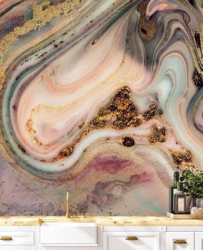 dreamy pastel toned marble effect wallpaper