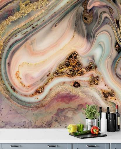 dreamy pastel toned marble effect wallpaper
