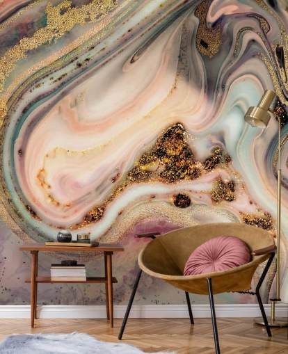 verträumte pastellfarbene Marmor-Effekt-Tapete