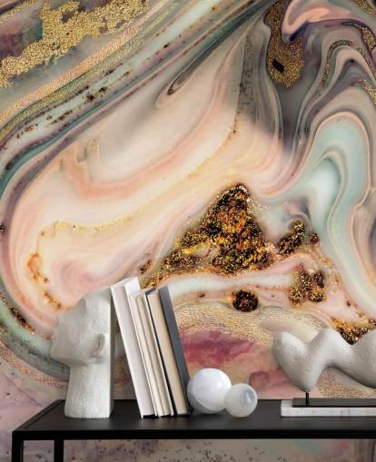 dreamy pastel toned marble effect wallpaper