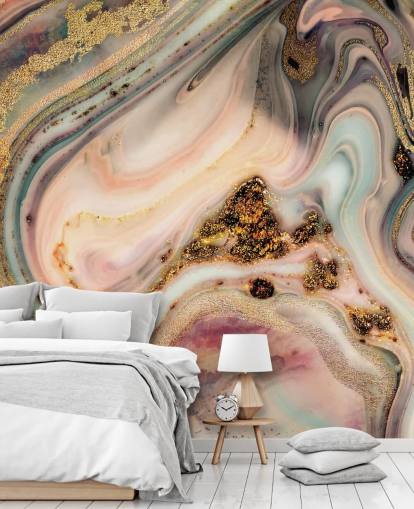 papel pintado de ensueño efecto mármol en tonos pastel