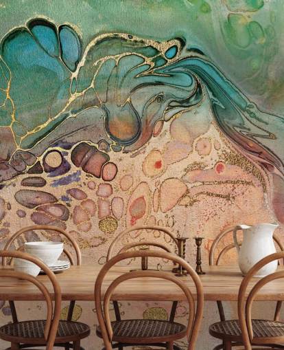 vaaleanpunainen, sininen ja vihreä äänisen marmori vaikutus tapetti