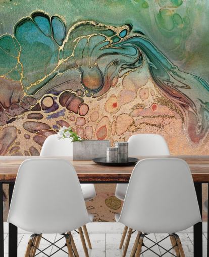 pink, blue and green toned marble effect wallpaper
