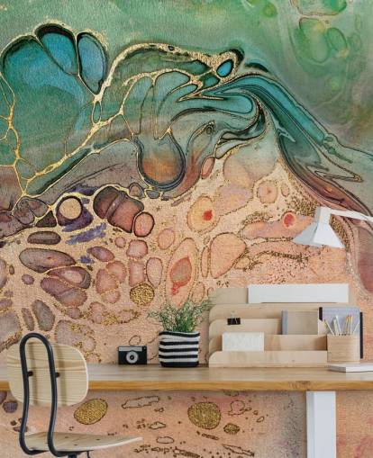 pink, blue and green toned marble effect wallpaper