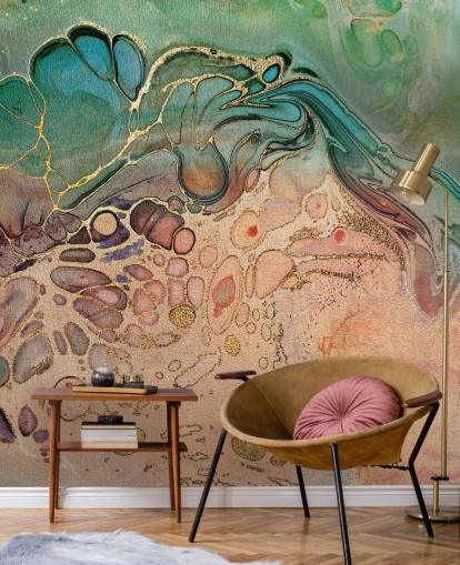 pink, blue and green toned marble effect wallpaper