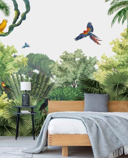 fondo de pantalla de selva tropical con loros