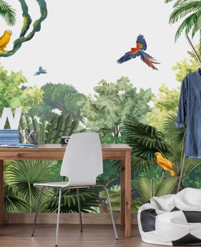 rainforest with parrots wallpaper rainforest with parrots wallpaper