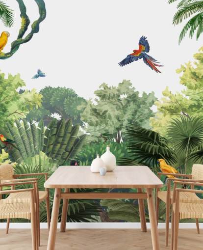 fondo de pantalla de selva tropical con loros