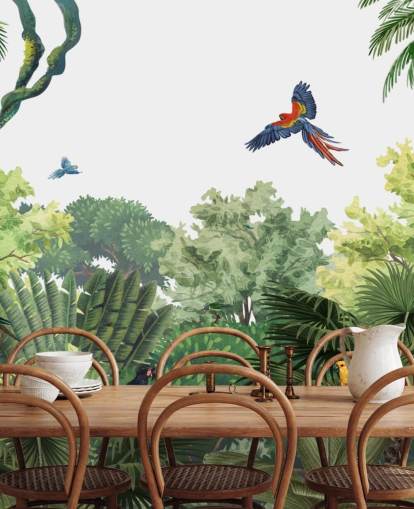 papier peint forêt tropicale avec perroquets papier peint forêt tropicale avec perroquets