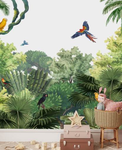 fondo de pantalla de selva tropical con loros