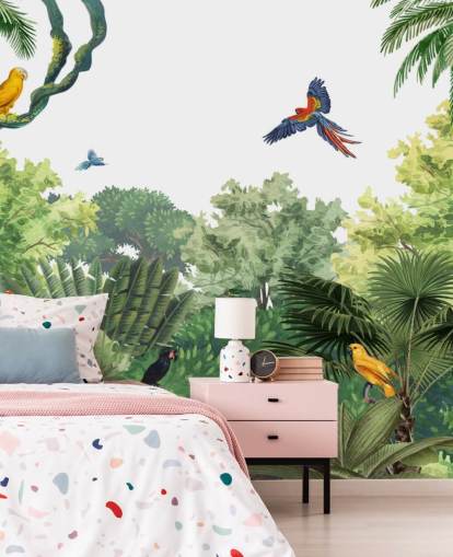 fondo de pantalla de selva tropical con loros