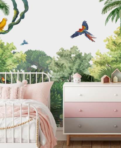 fondo de pantalla de selva tropical con loros