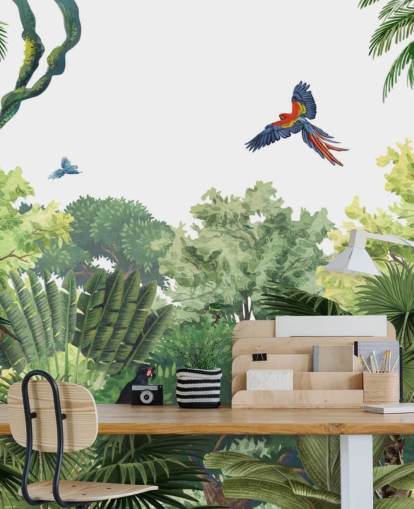 fondo de pantalla de selva tropical con loros