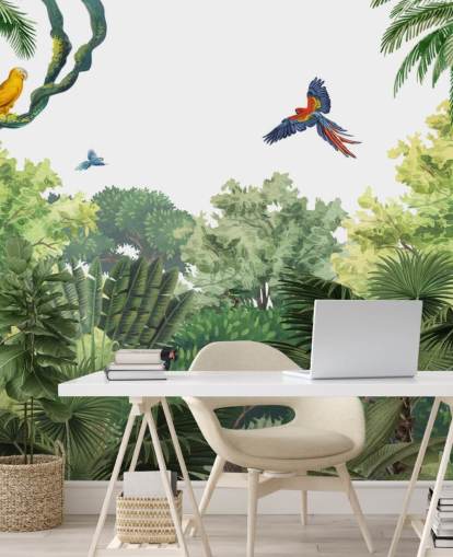 fondo de pantalla de selva tropical con loros