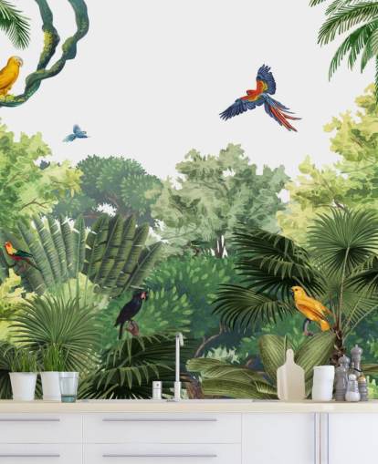 rainforest with parrots wallpaper rainforest with parrots wallpaper