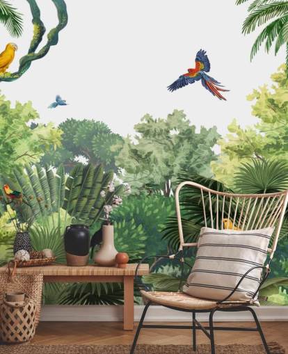 fondo de pantalla de selva tropical con loros